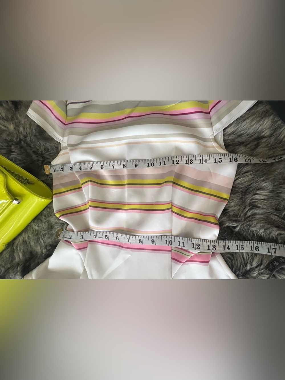 Ted Baker White A-Line Skirt with Pink, Lime & Gray Stripes - Picture 7 of 8